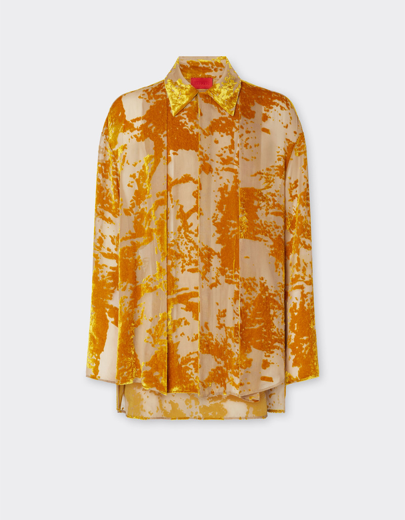 Silk velvet shirt with dévoré print 1
