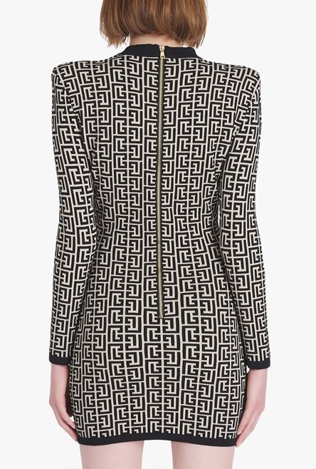 Short bicolor jacquard dress with Balmain monogram - 9