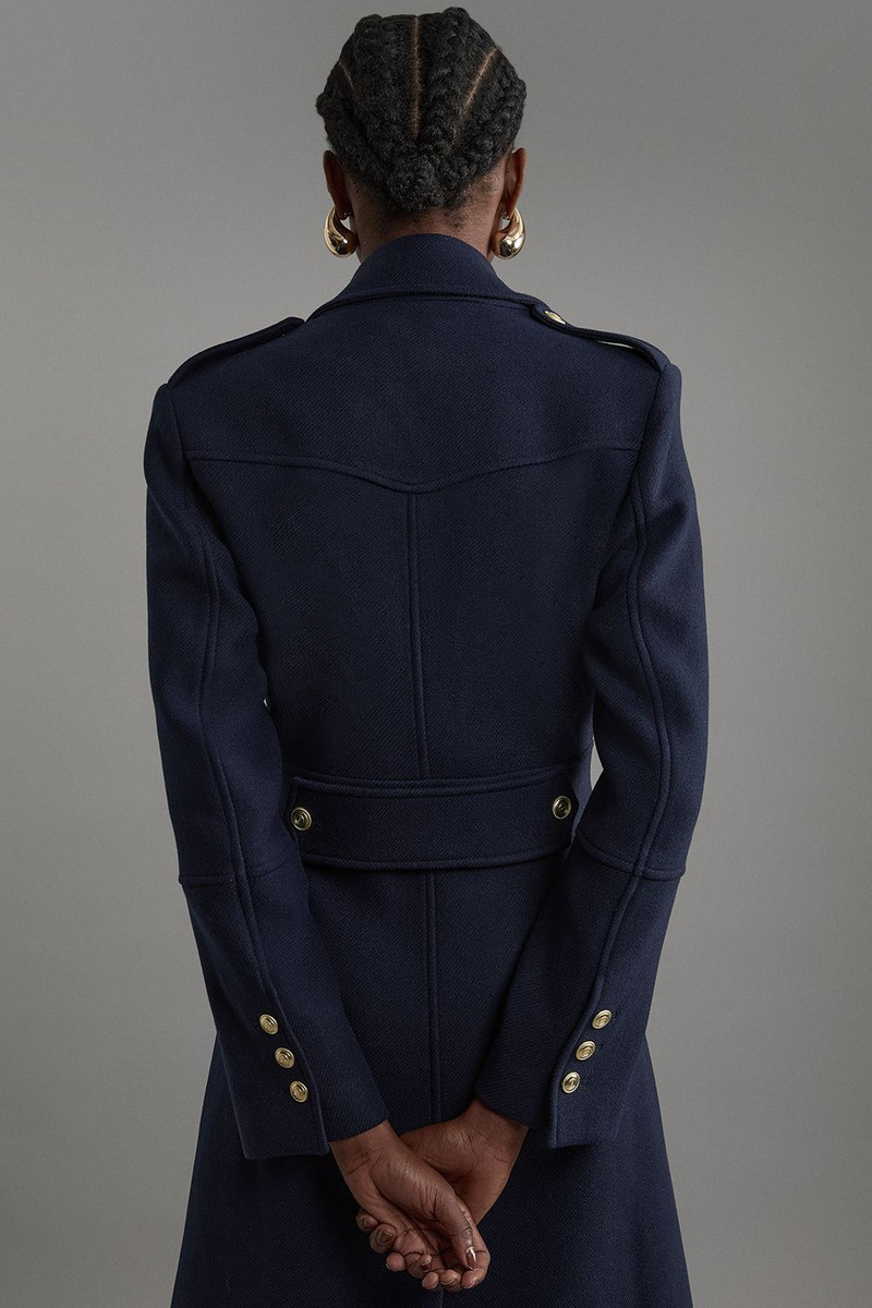 Premium Italian Manteco Wool Military Double Breasted Tailored Midi Coat 5