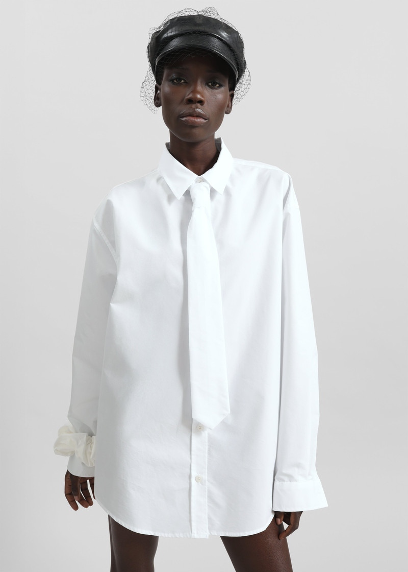 Perna Tie Neck Shirt - White 5