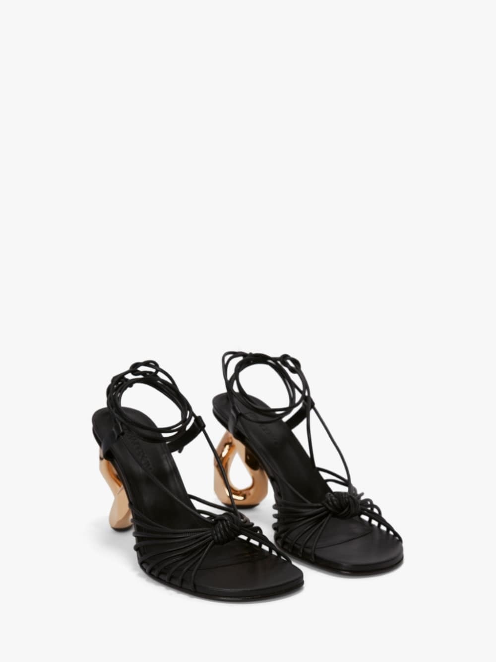 CHAIN HEEL LEATHER SANDALS - 3