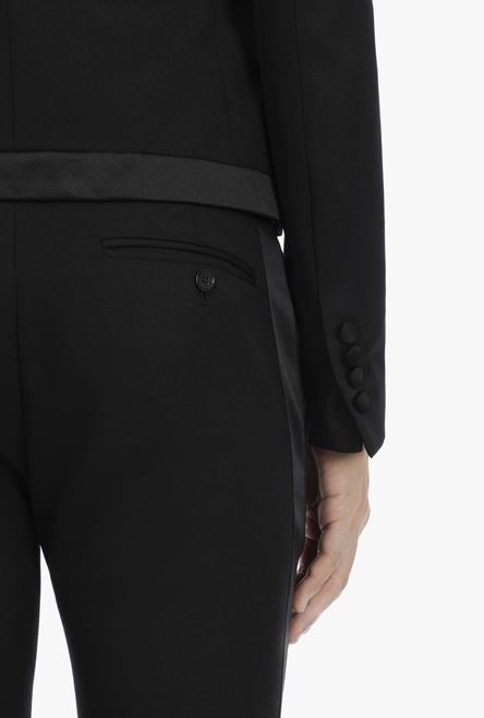 Wool spencer jacket with badge and black satin pointed collar - 5
