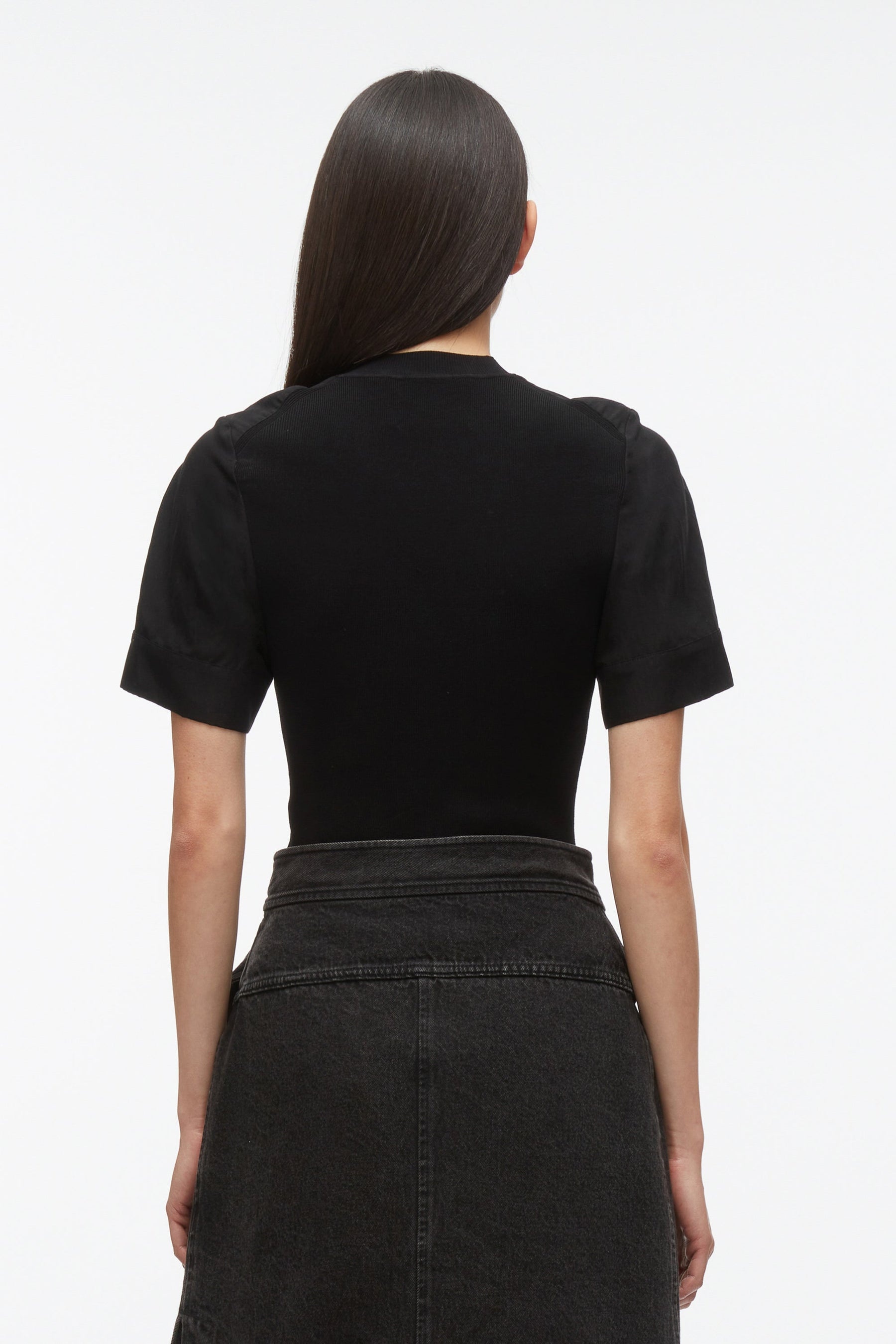 Compact Rib Top with Contrast Sleeves - 4