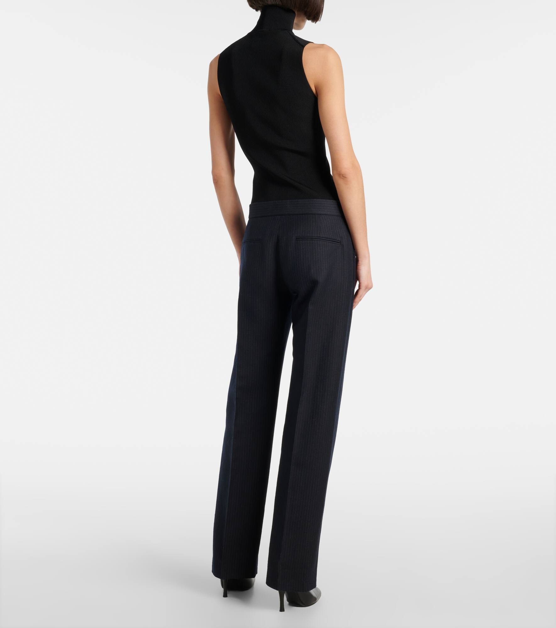 Lenn pinstripe wool-blend straight pants - 3