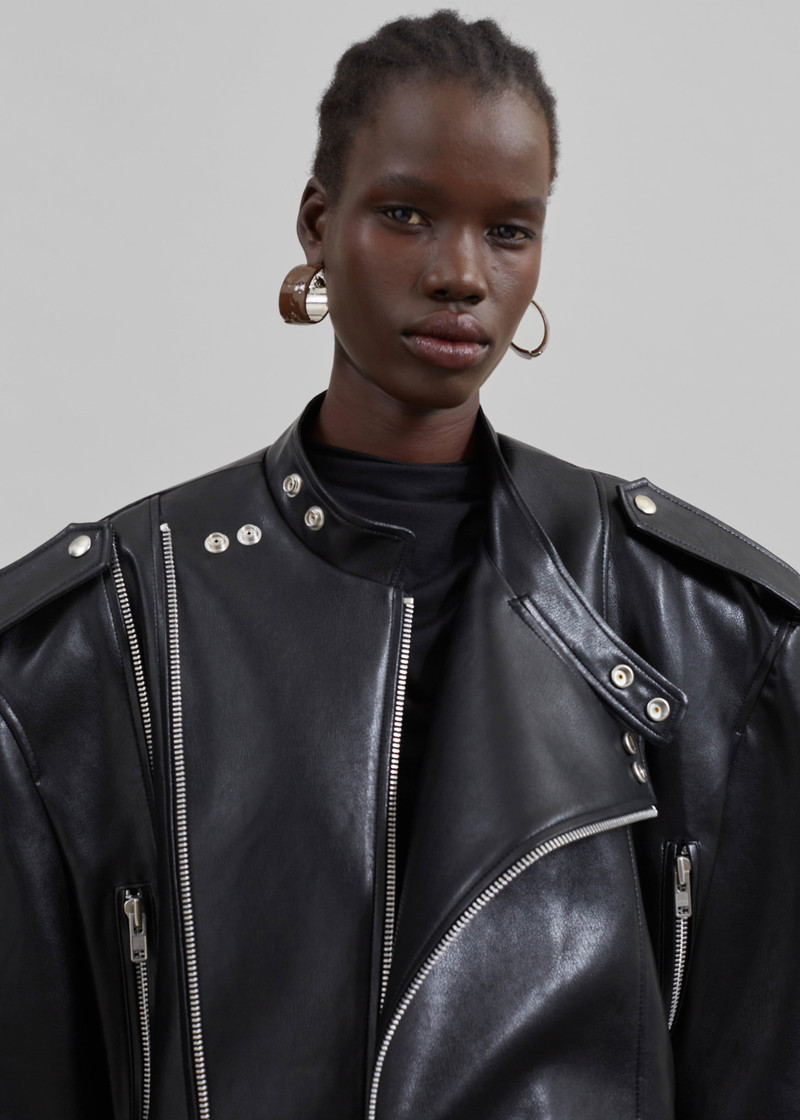 Teagan Boxy Faux Leather Jacket - Black 6