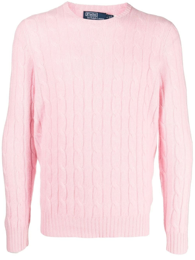 long-sleeved cable-knit jumper 1