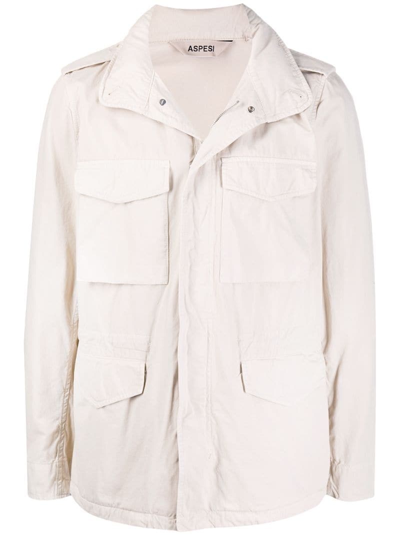 multi-pocket high collar jacket - 1