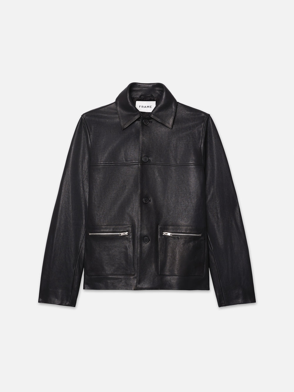 Utility Leather Jacket in Black - 1