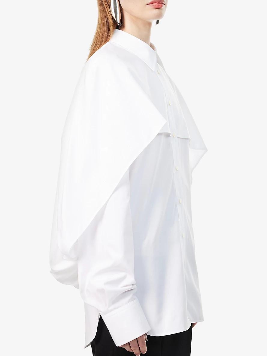 Cape-overlay relaxed-fit cotton-poplin shirt - 5