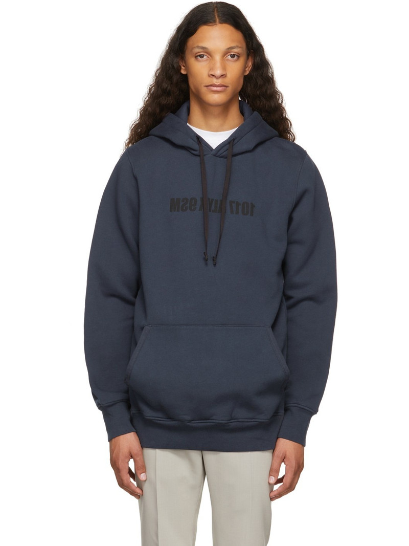 Blue Cotton-Blend Fleece Hoodie - 1