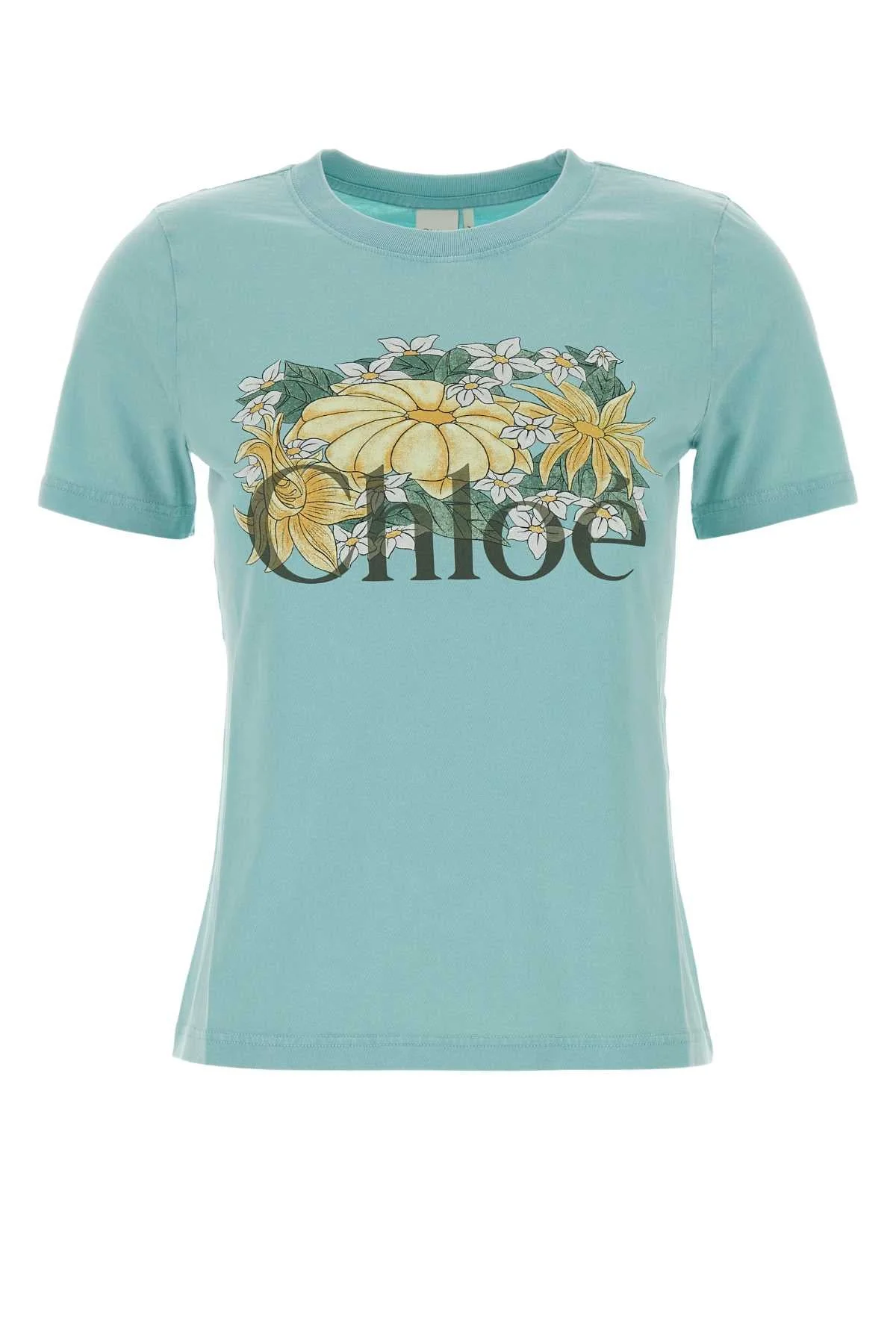 Chloe Women Turquoise Cotton T-Shirt - 1