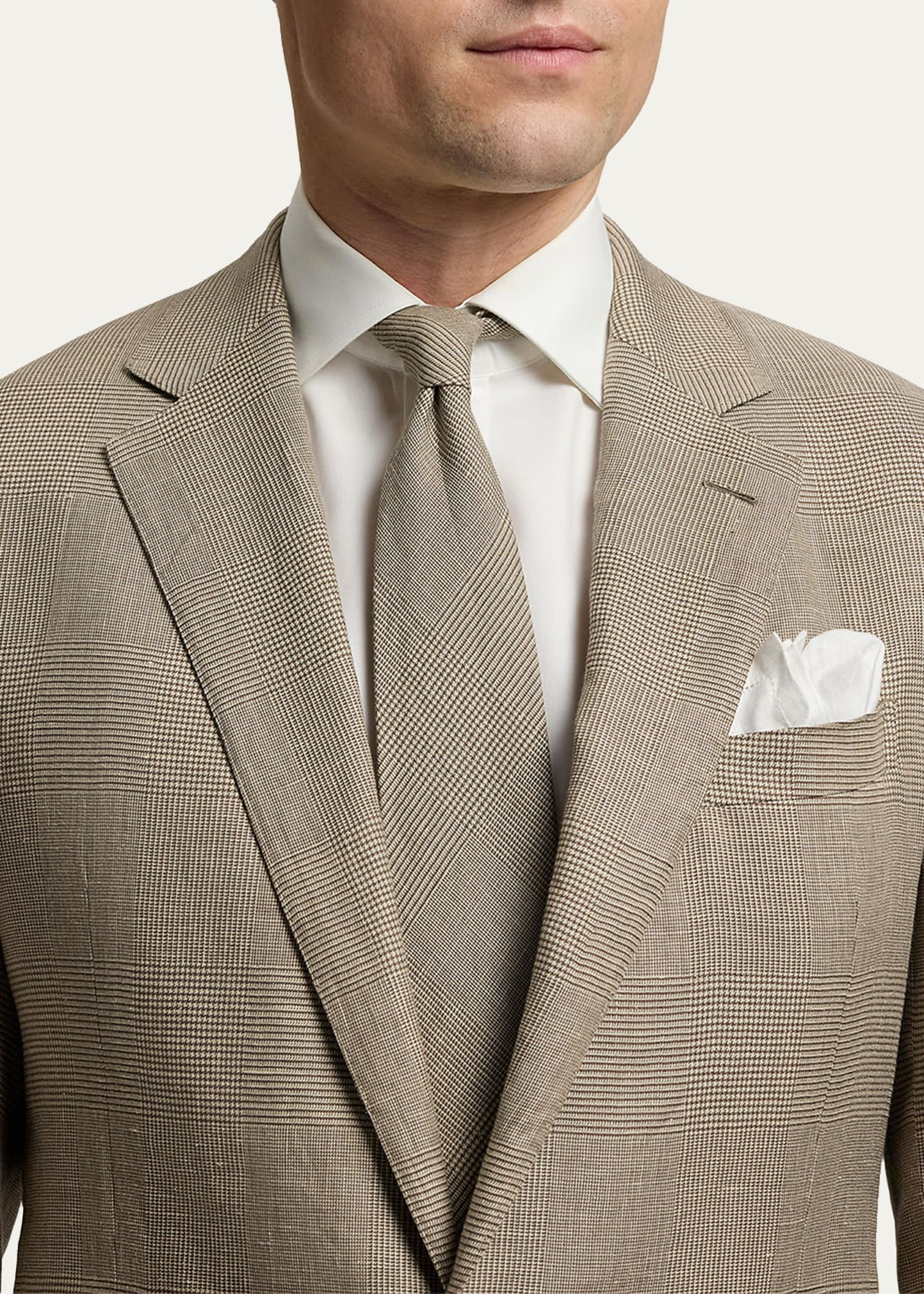 Men's Linen and Mulberry Silk Glen Plaid Tie - 4
