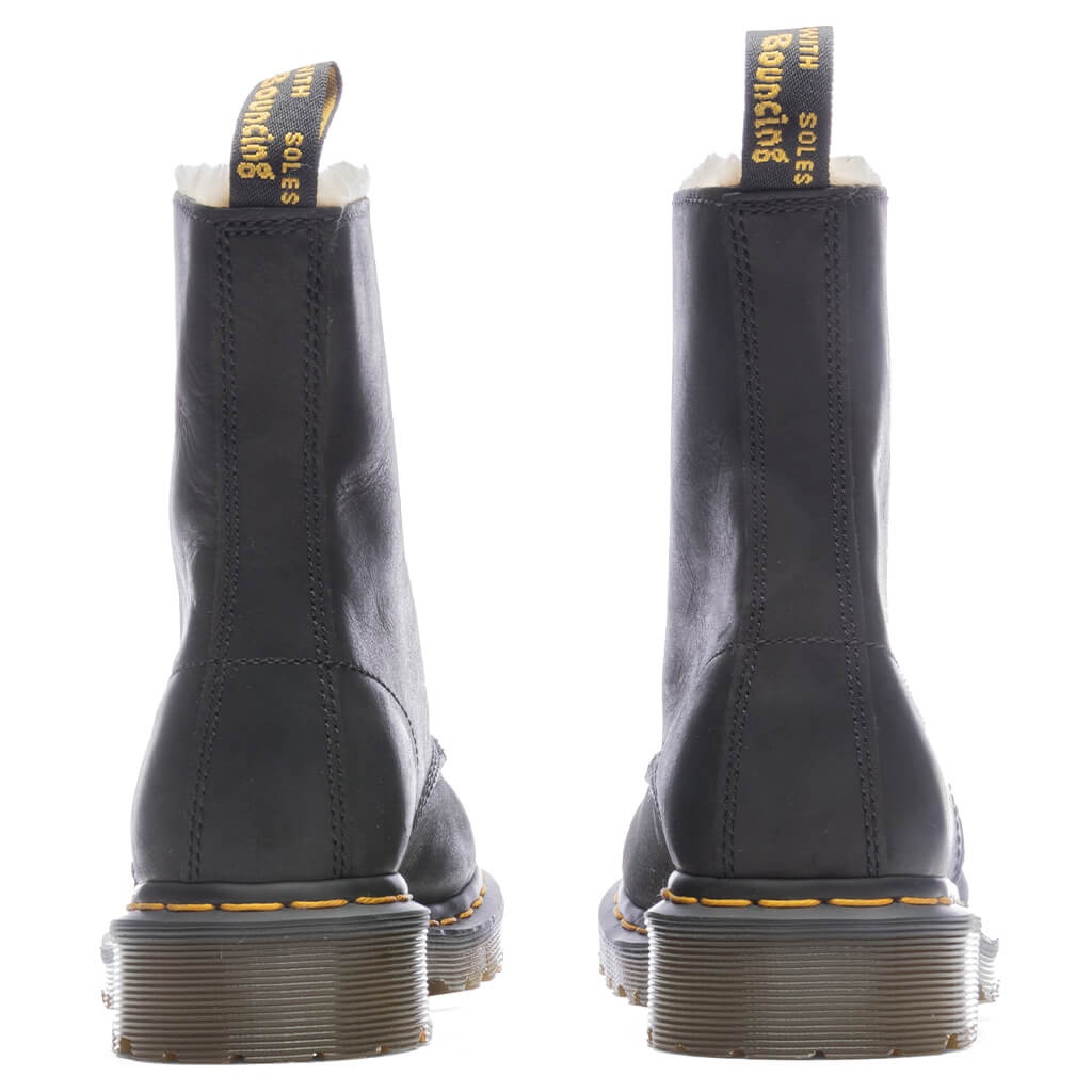 DR. MARTENS 1460 WOMEN’S FAUX FUR LINED LACE UP BOOTS - BLACK - 4