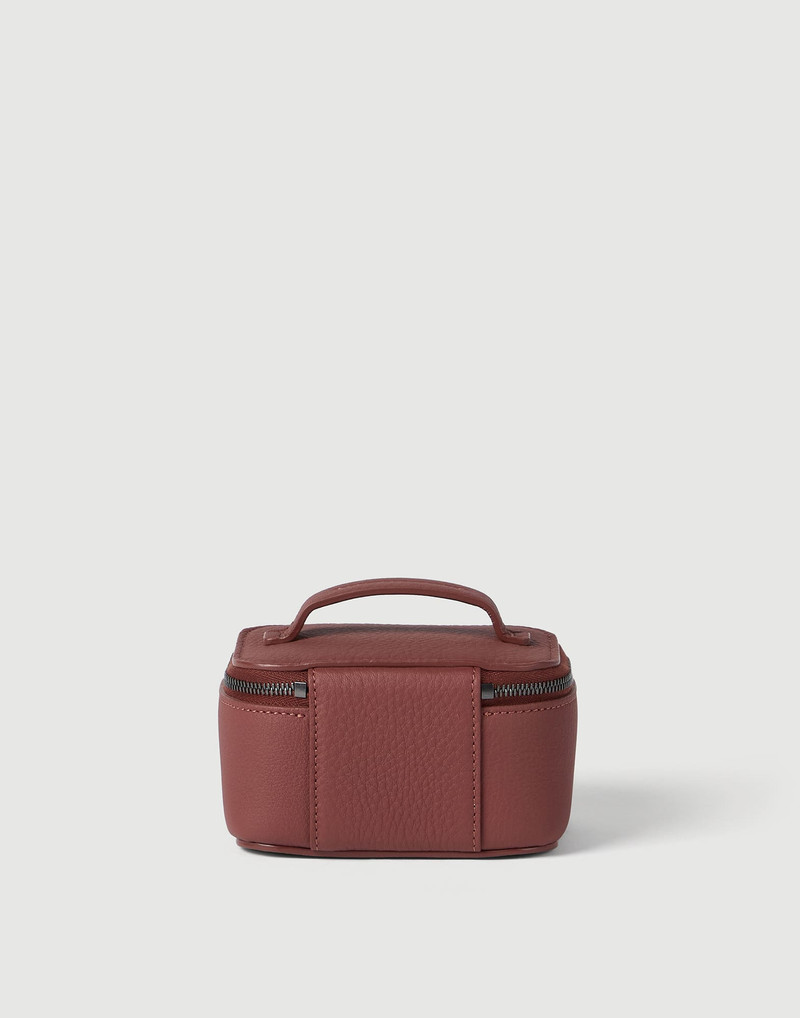 Brunello Cucinelli Grained calfskin jewelry box with shiny zipper pull outlook