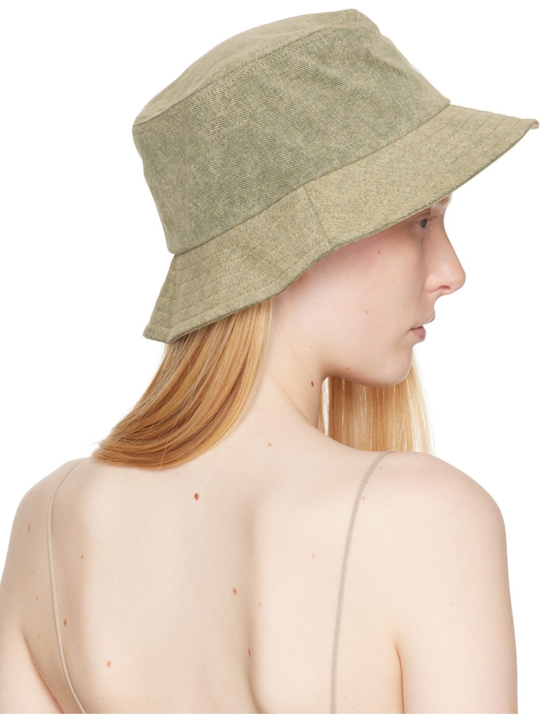 Khaki Cotton Ami de Coeur Embroidery Bucket hat - 3