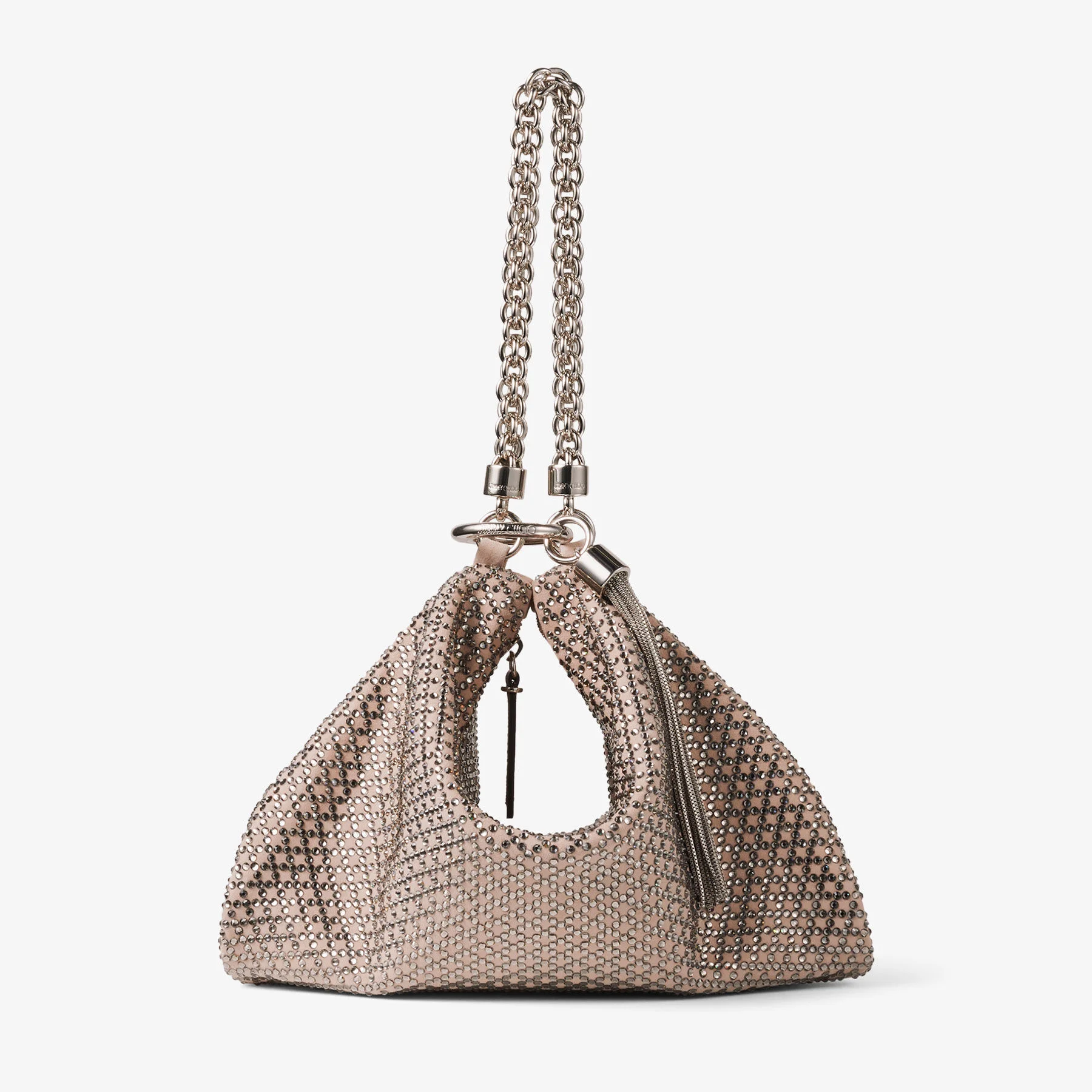 Callie
Ballet Pink Suede Clutch Bag with Diamond Motif and Crystal Hotfix - 1