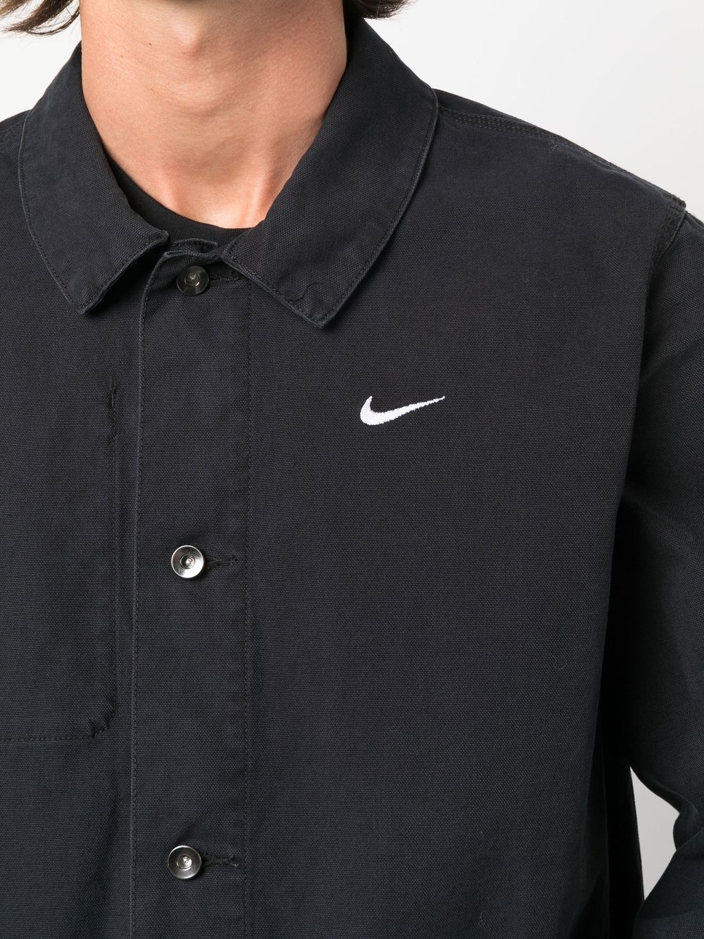 swoosh-detail shirt jacket - 5