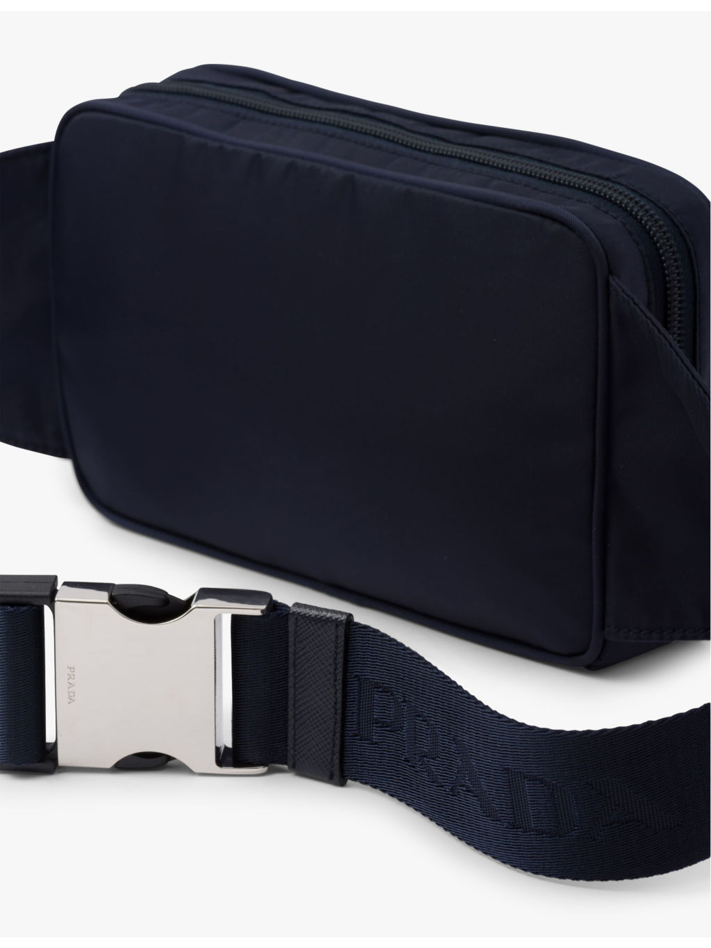 Brand-plaque Re-Nylon and Saffiano-leather belt bag - 4