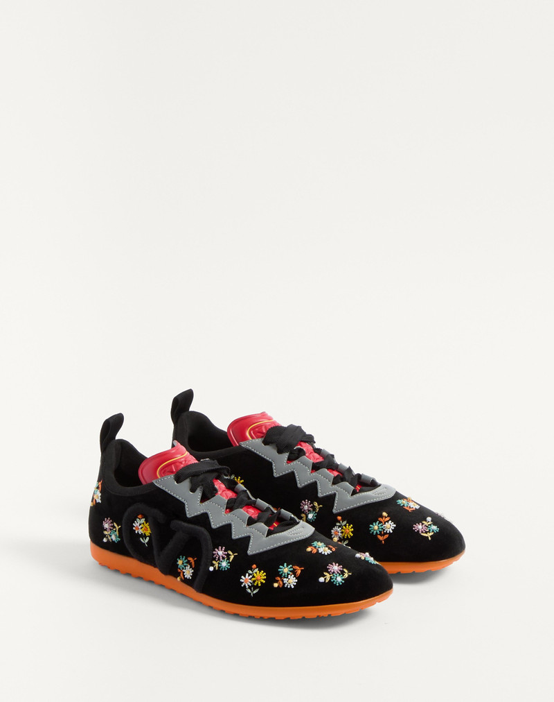 CHROMATHON VELVET SNEAKER WITH FLORAL EMBROIDERY 3