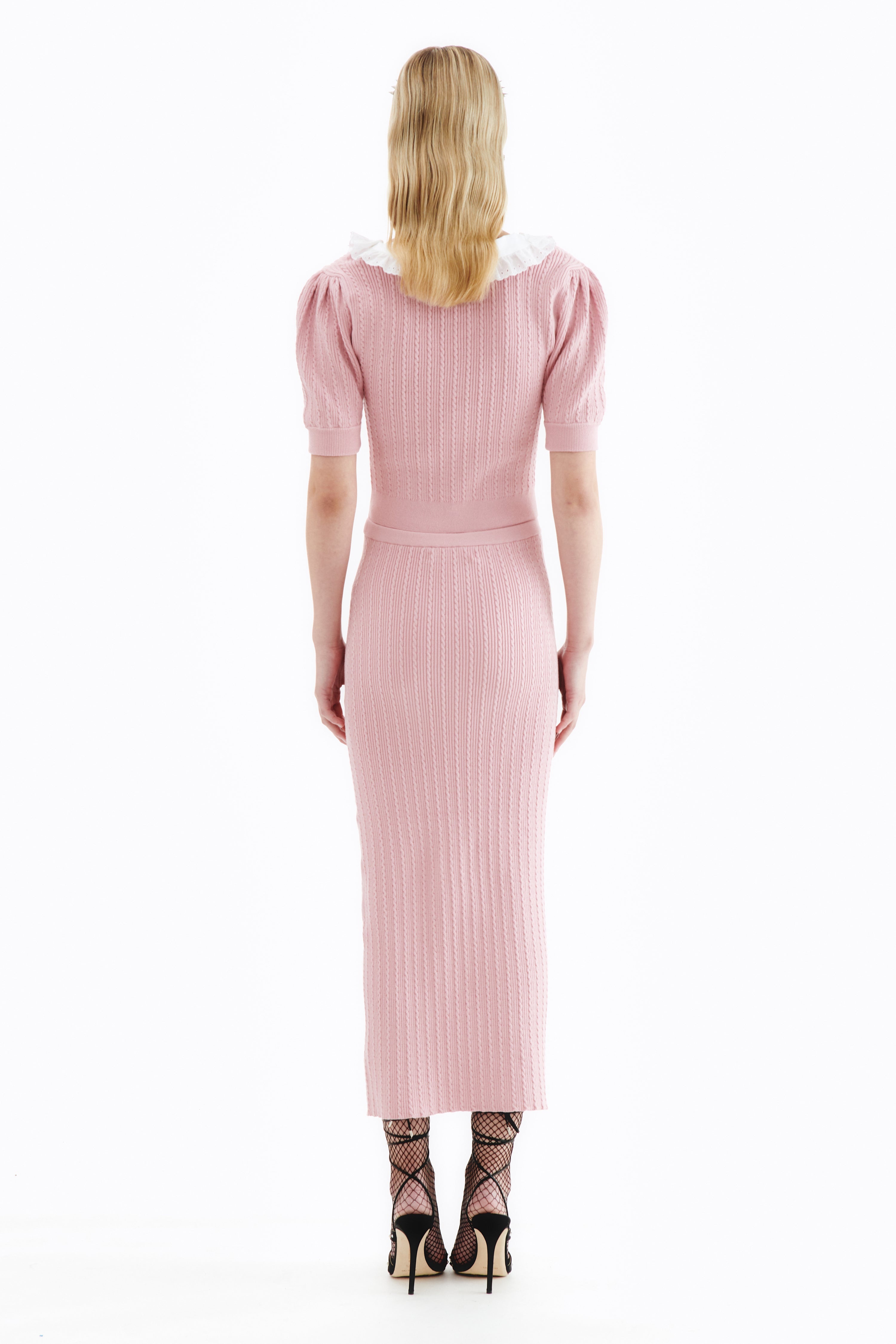COTTON BLEND KNIT MIDI SKIRT - 4
