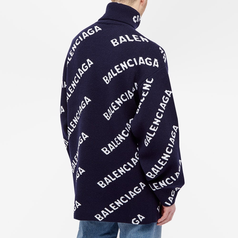 Balenciaga All Over Logo Intarsia Turtleneck Knit - 7