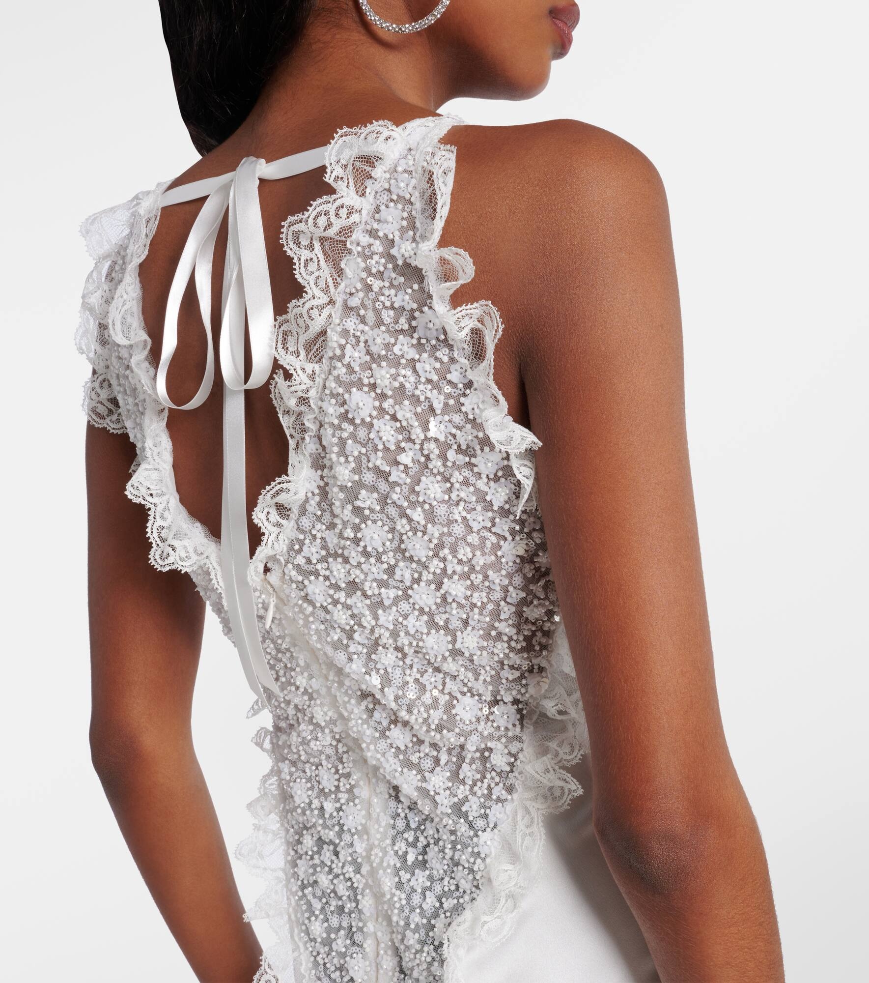 Bridal embellished silk satin gown - 5