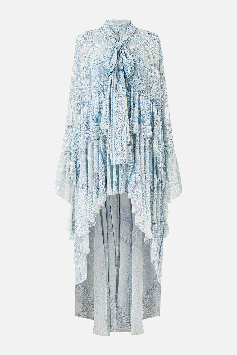 RUFFLE HIGH LOW DRESS WITH LONG SLEEVE - 1