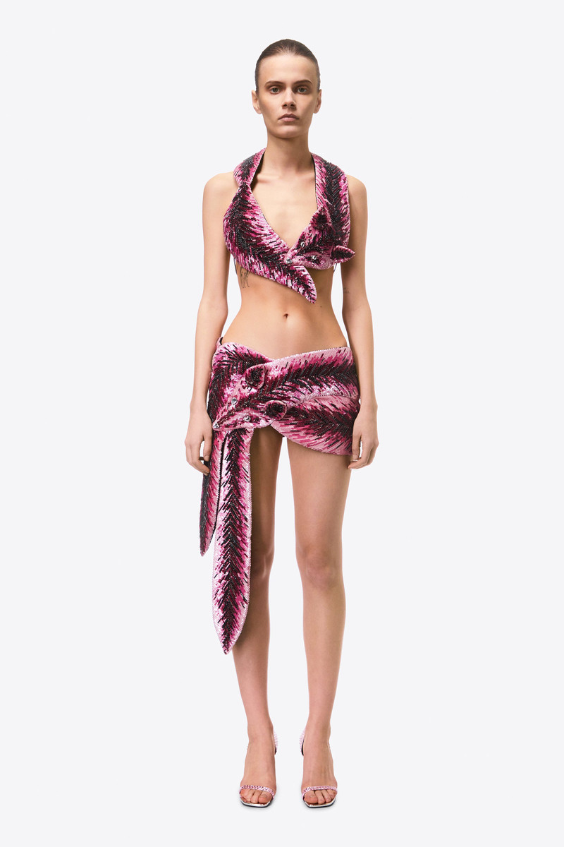 EMBROIDERED CRYSTAL PAILLETTE FOX MINI SKIRT 4