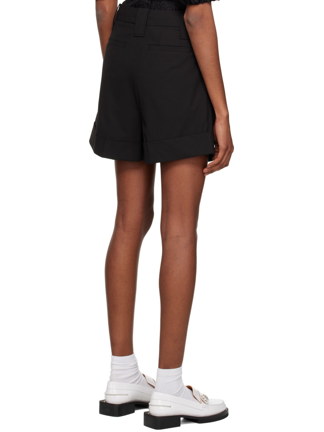 Black Drapey Shorts - 3
