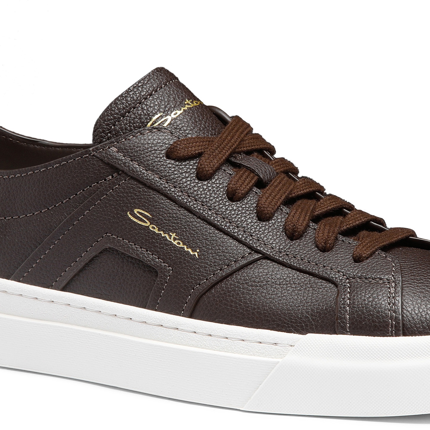 Men's dark brown tumbled leather Double Buckle Sneaker - 6