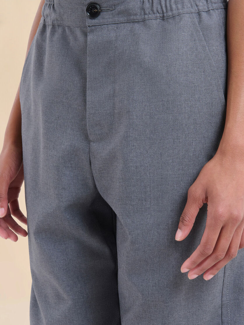 STRAIGHT GRAY WOOL TROUSERS WITH MARNI SYMBOL - 4