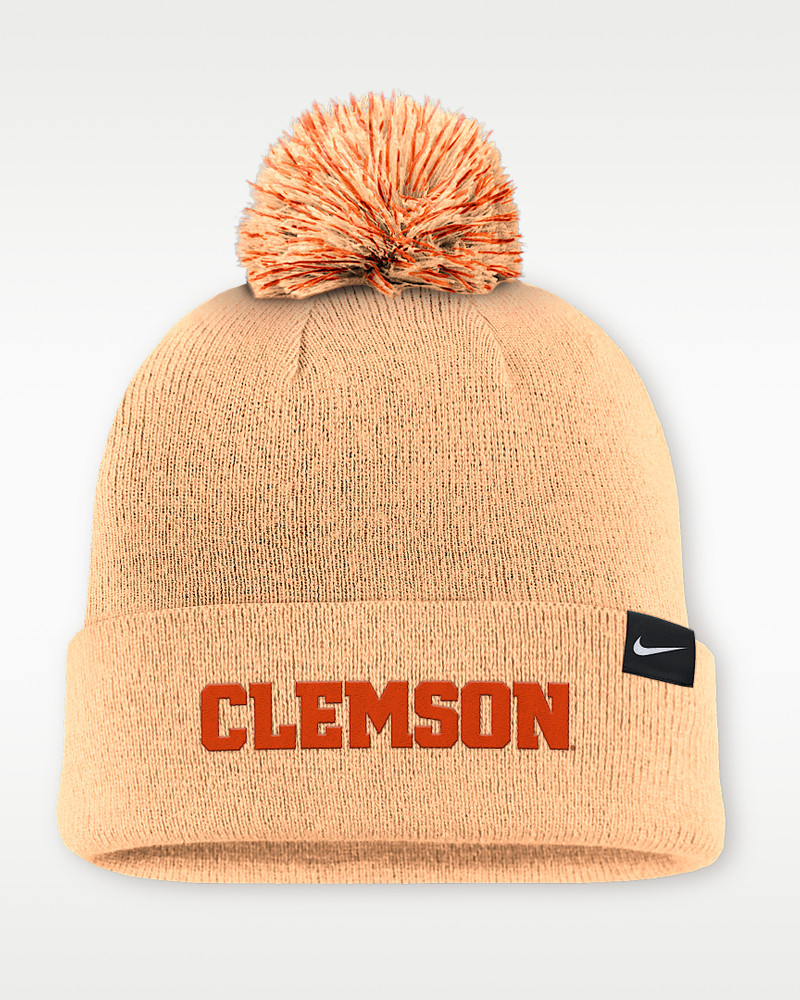 Nike Clemson Primetime Campus Toned Men's Nike College Cuffed Pom Beanie outlook