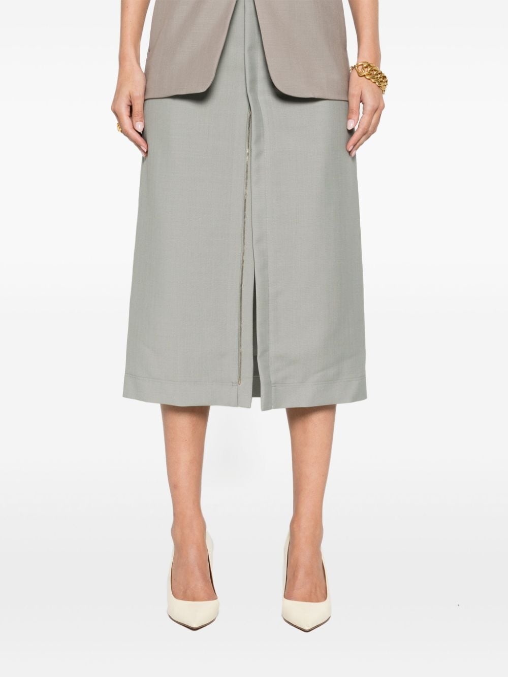 embroidered-logo midi skirt - 5