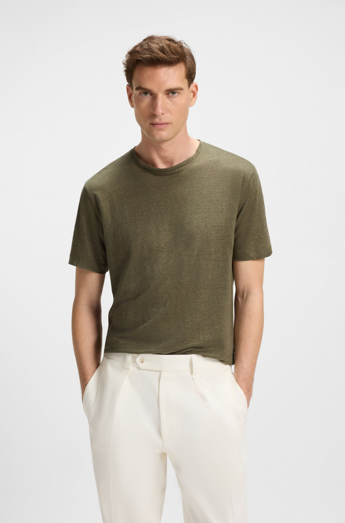 BECKHAM X BOSS T-SHIRT IN SOFT LINEN - 3