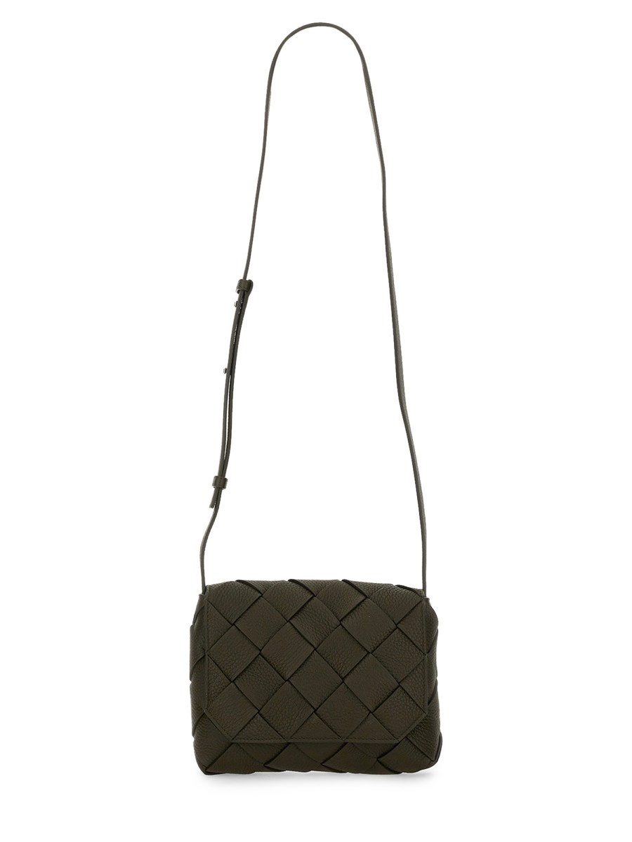 LEATHER DIAGO BAG WITH WOVEN PATTERN - 1