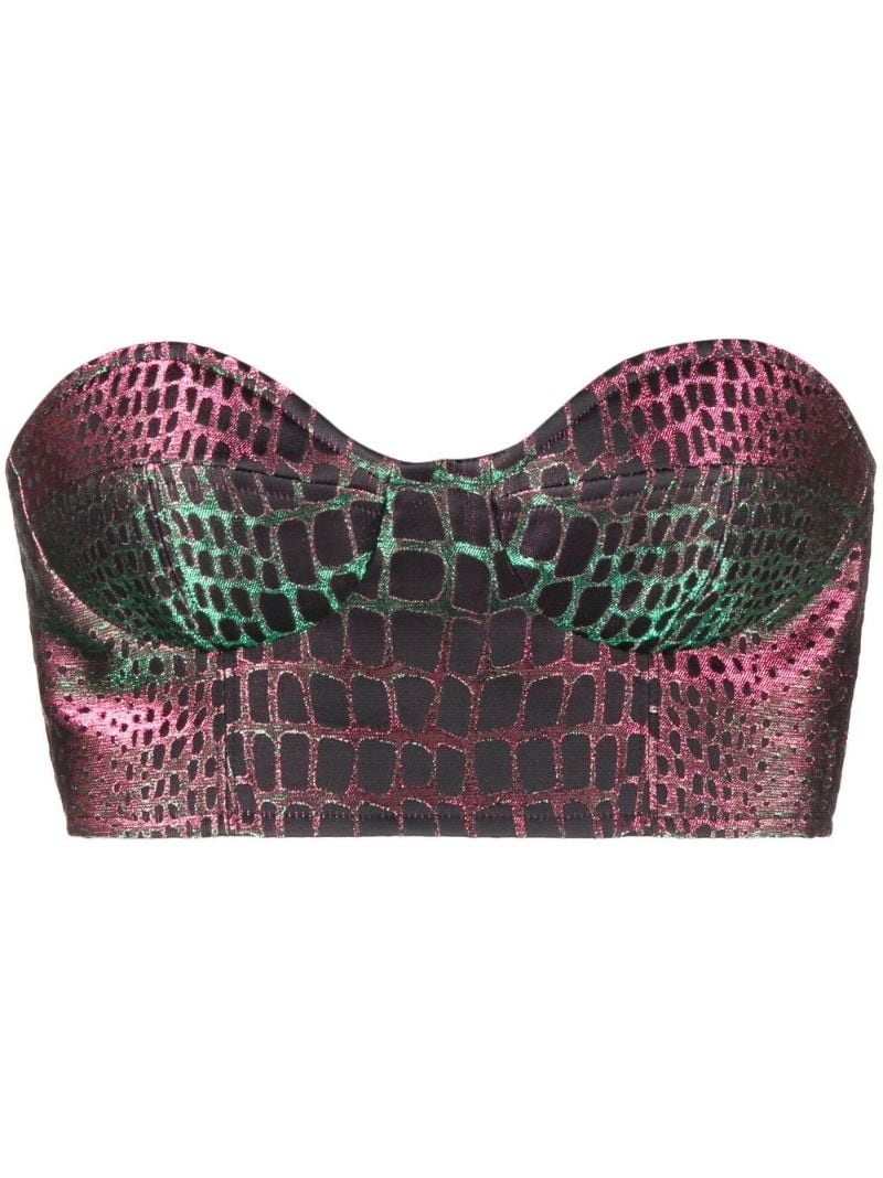 embossed-crocodile crop top - 1