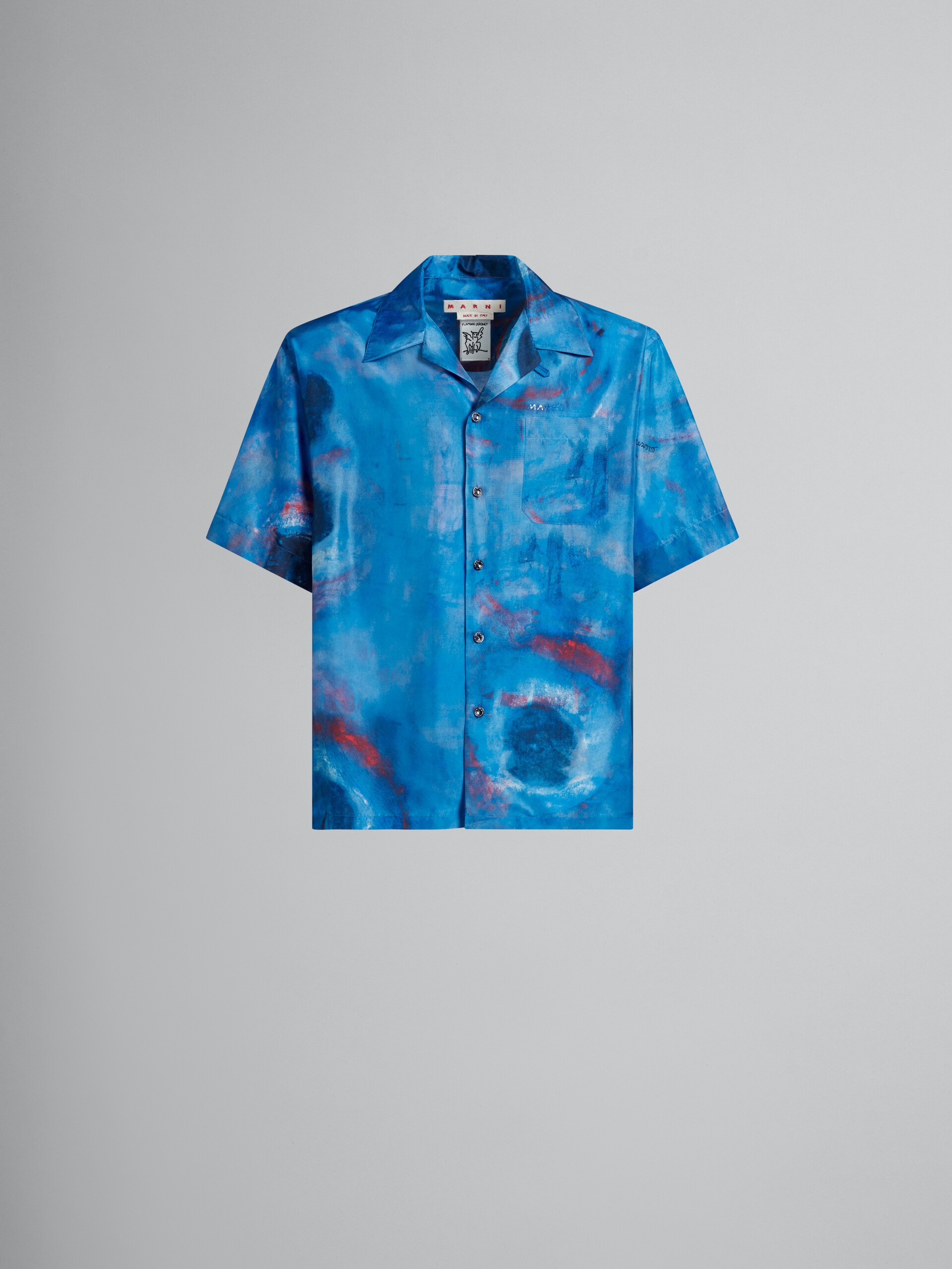 BOWLING SHIRT WITH BUCHI BLU PRINT - 1