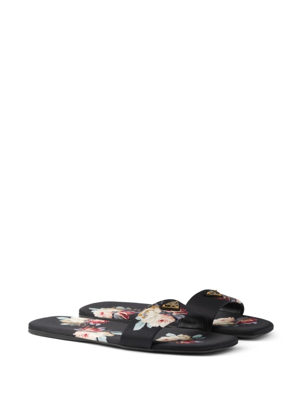 floral-print satin slides - 2