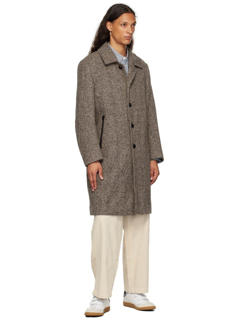 AFTER PRAY Beige & Brown Rogan Coat outlook