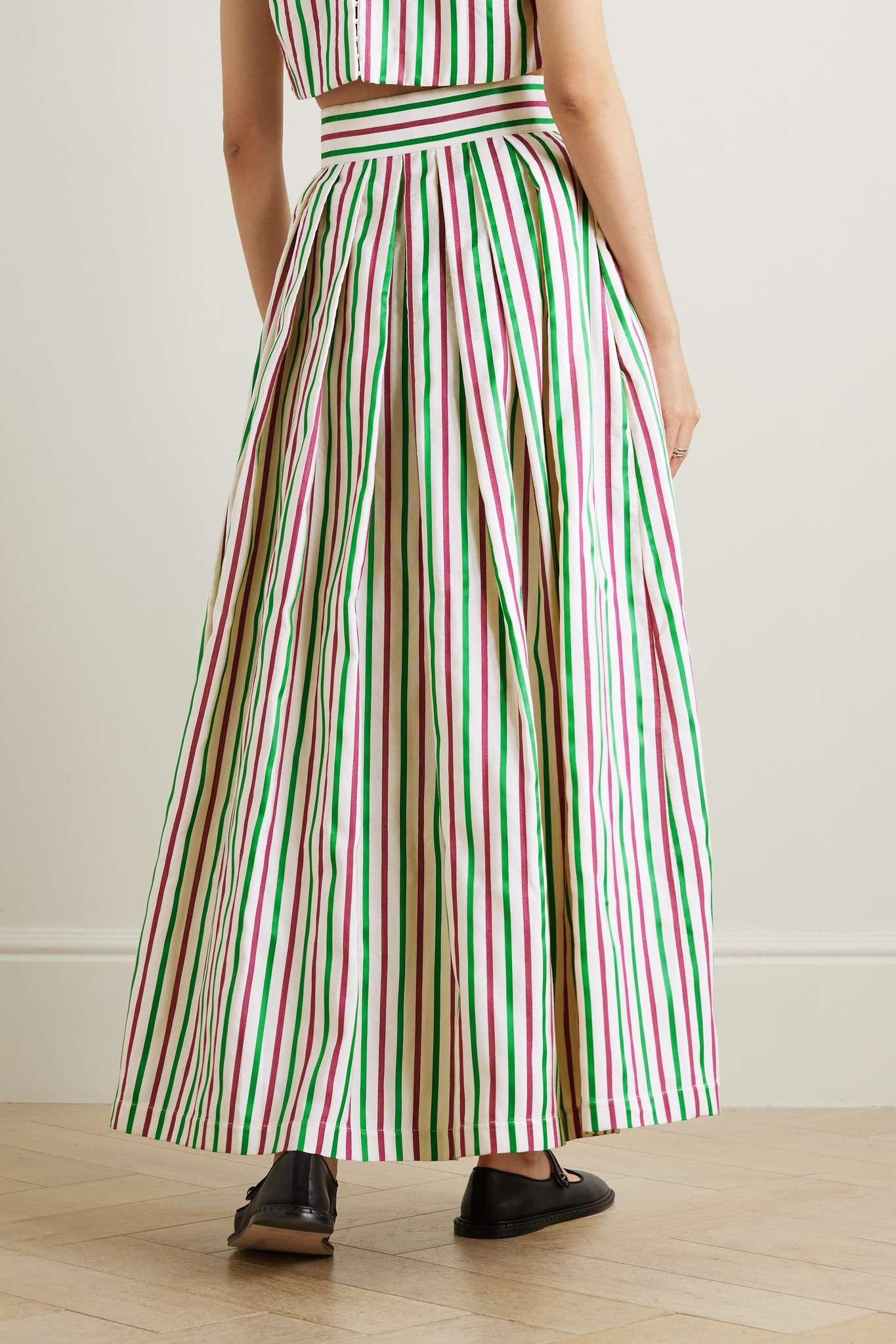 Irving pleated striped faille maxi skirt - 3