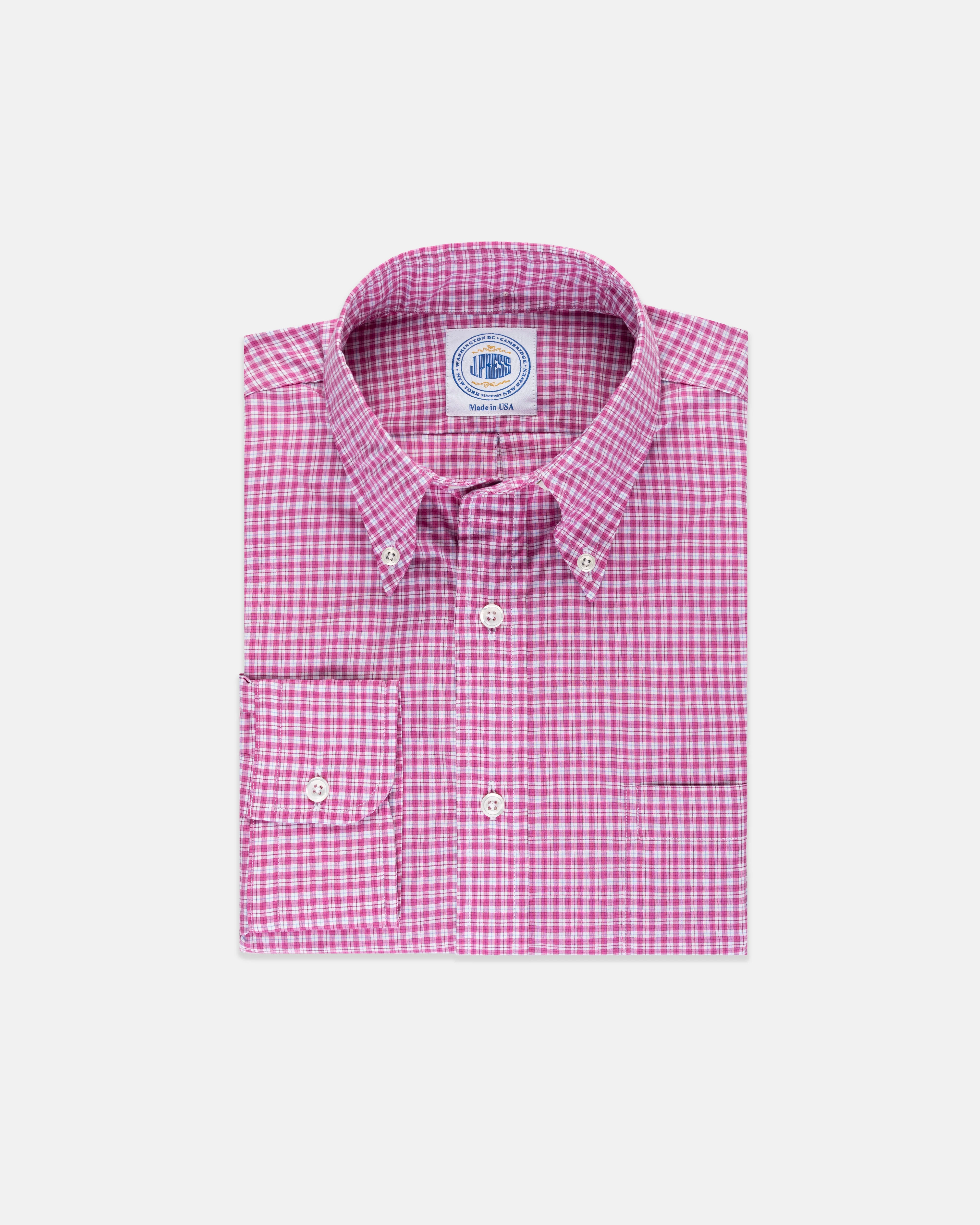 MADE-IN-USA PINK & BLUE CHECK SPORT SHIRT - CLASSIC FIT - 1