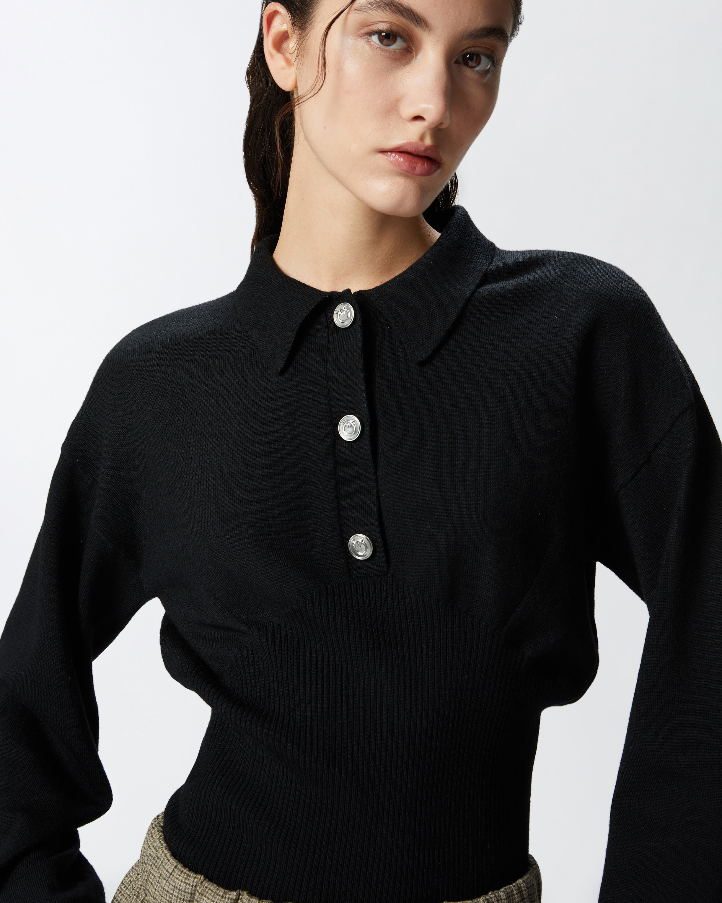 LONG-SLEEVED RIBBED POLO SWEATER - 5