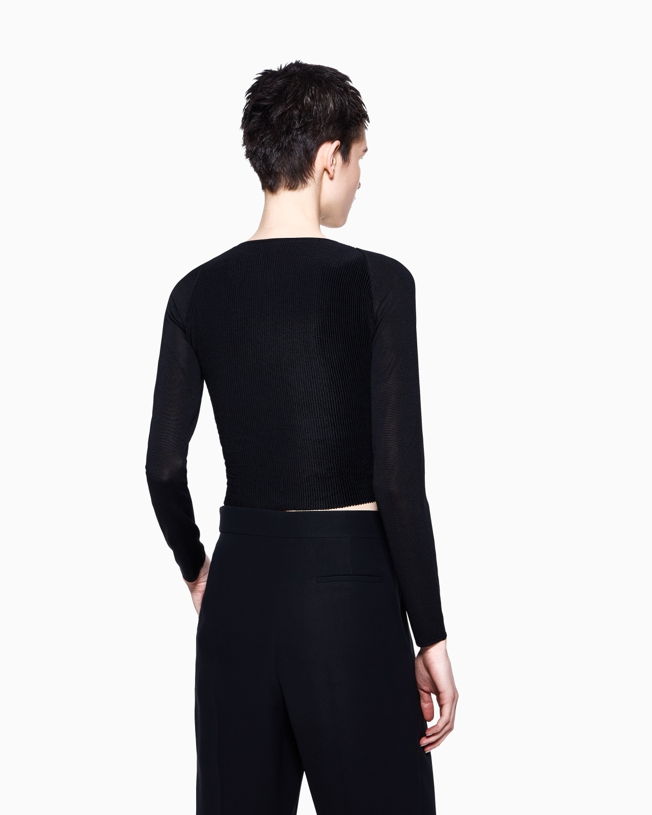 STRETCH SILK VISCOSE BLEND CROSSOVER JUMPER - 3