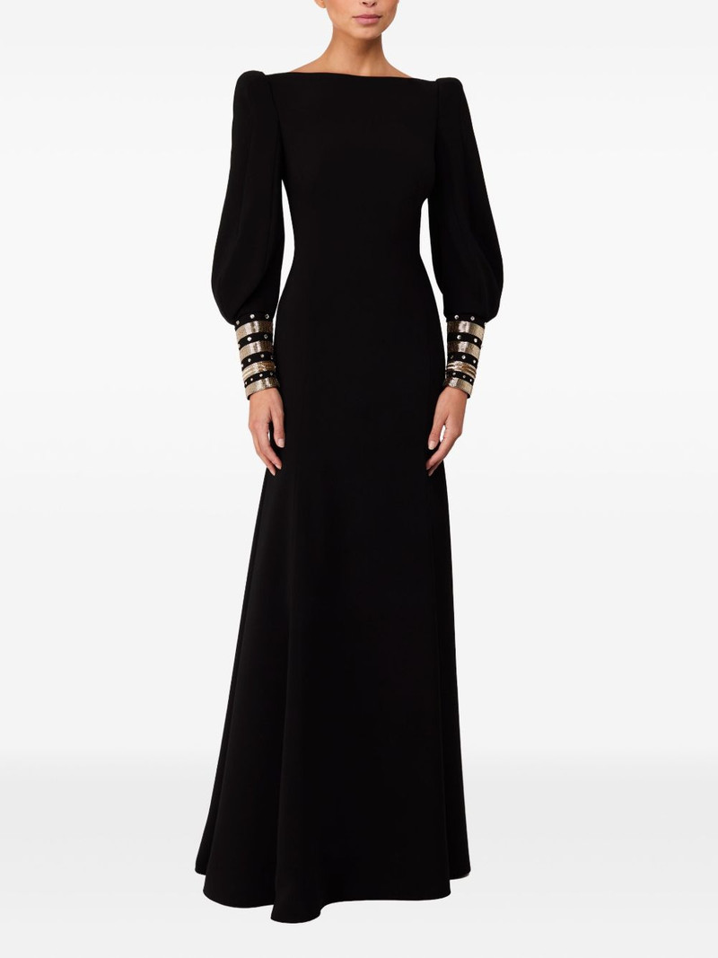 JENNY PACKHAM embellished-cuffs puff-sleeve maxi dress outlook