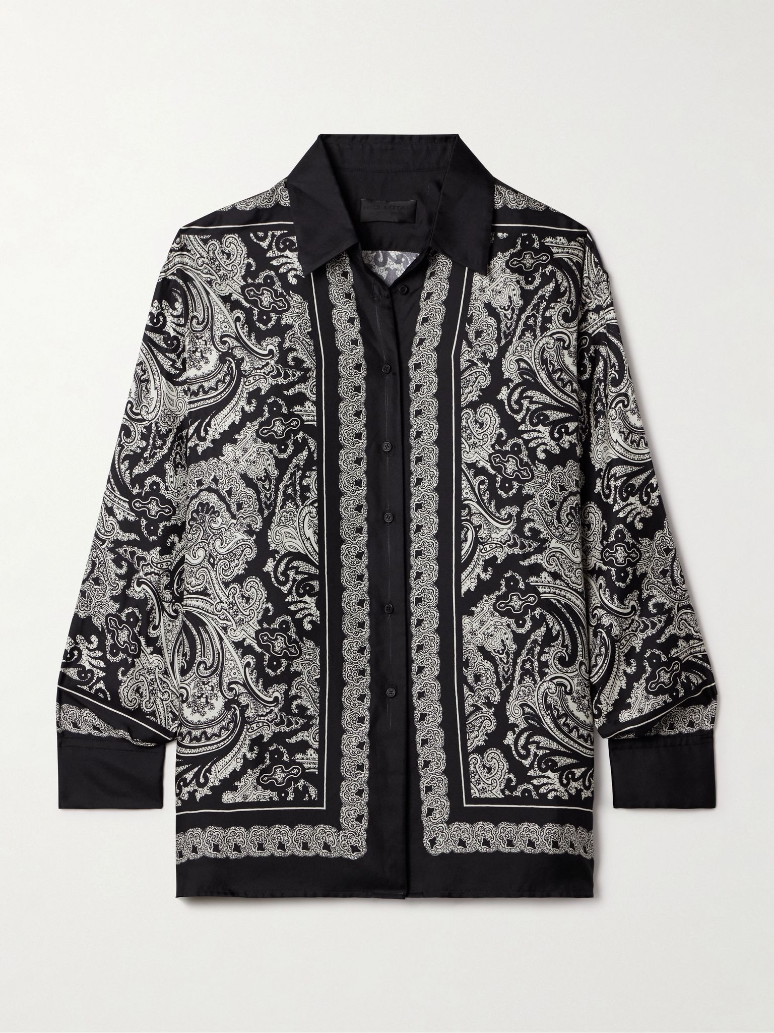 Alfie bandana-print silk-twill shirt Black - 1