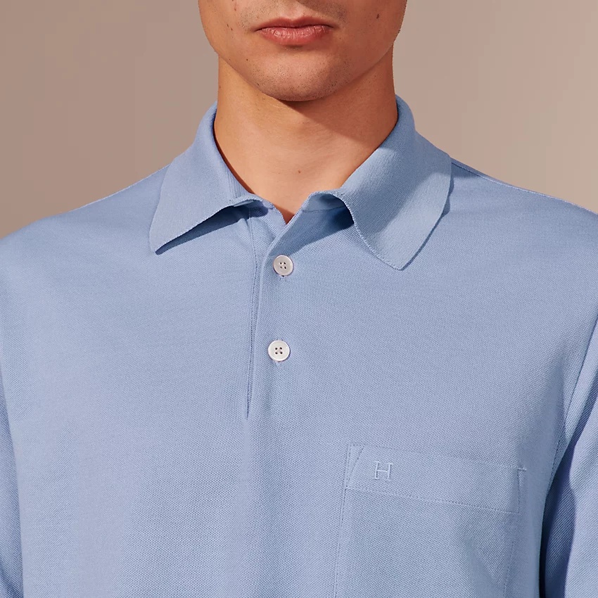 H embroidered buttoned polo shirt - 4