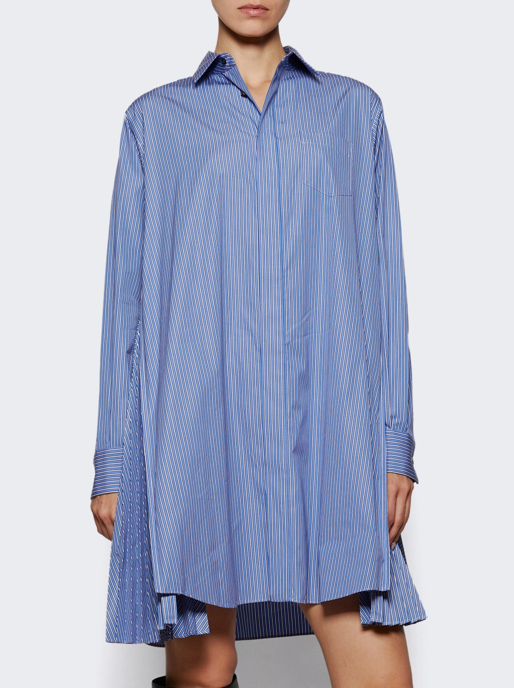 Poplin Shirt Dress Light Blue Pinstripe - 2