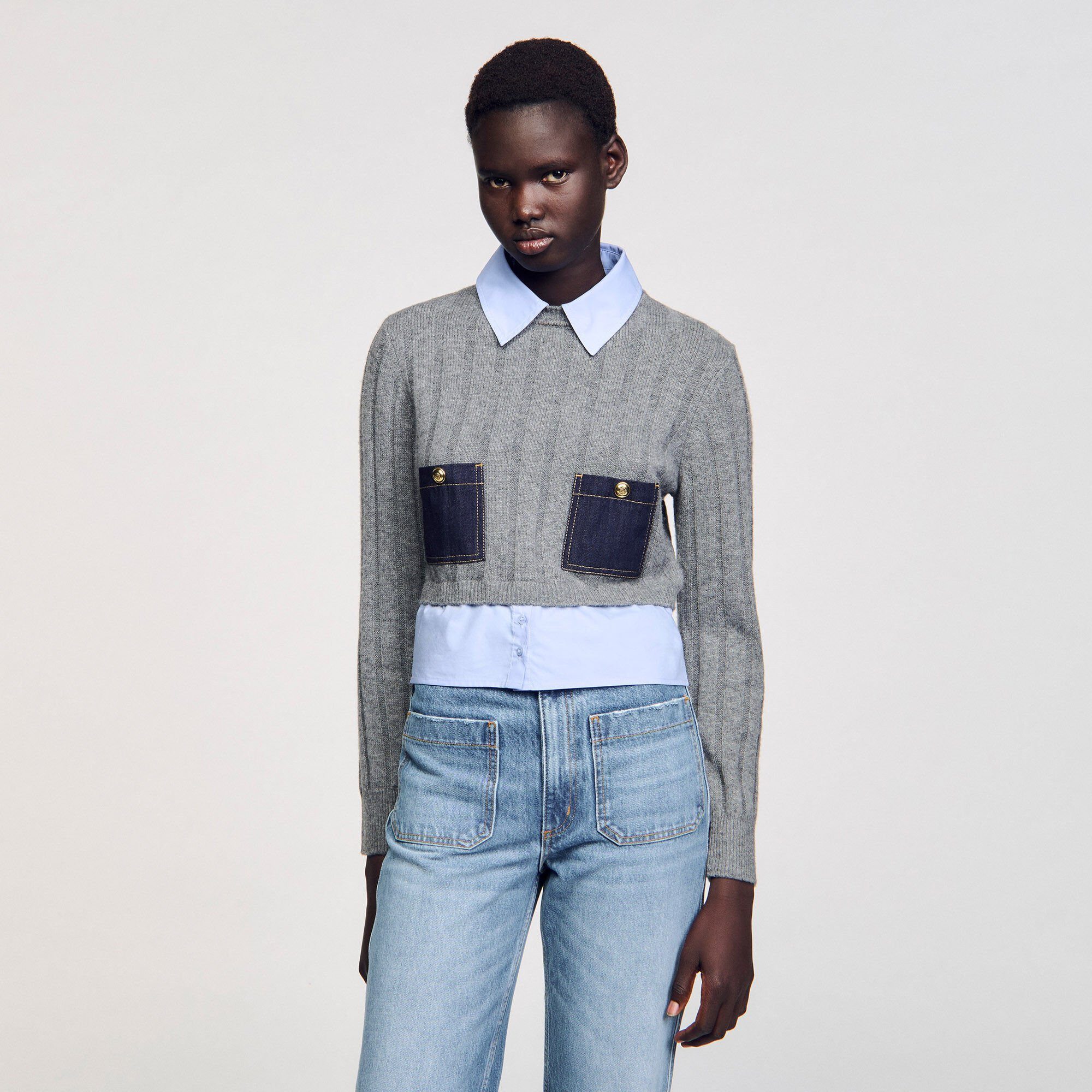 CROPPED WOOL AND CASHMERE SWEATER - 4