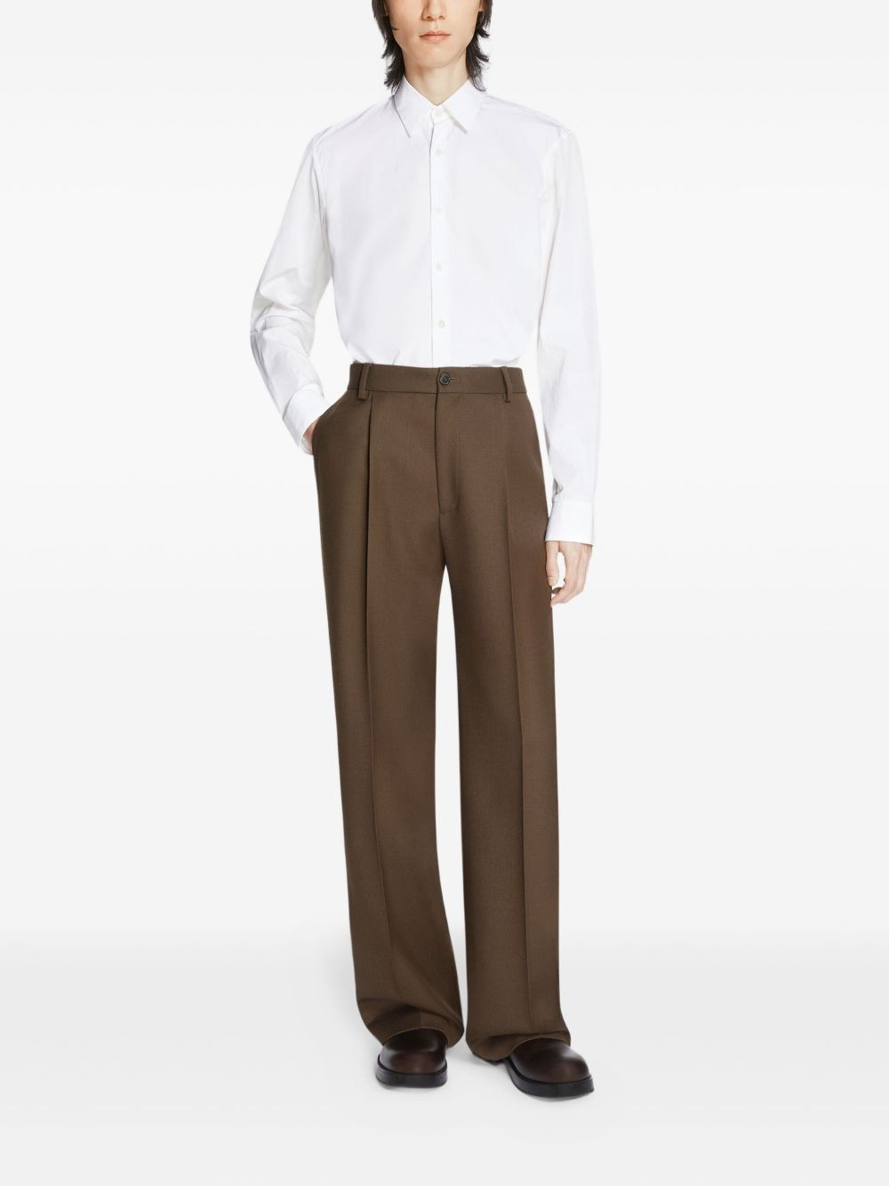 wool straight-leg trousers - 2
