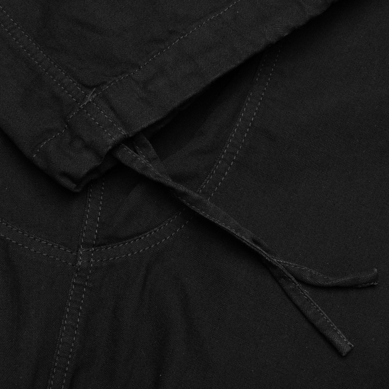 ELASTICATED WAIT ZIP OFF DENIM PANTS - BLACK - 4